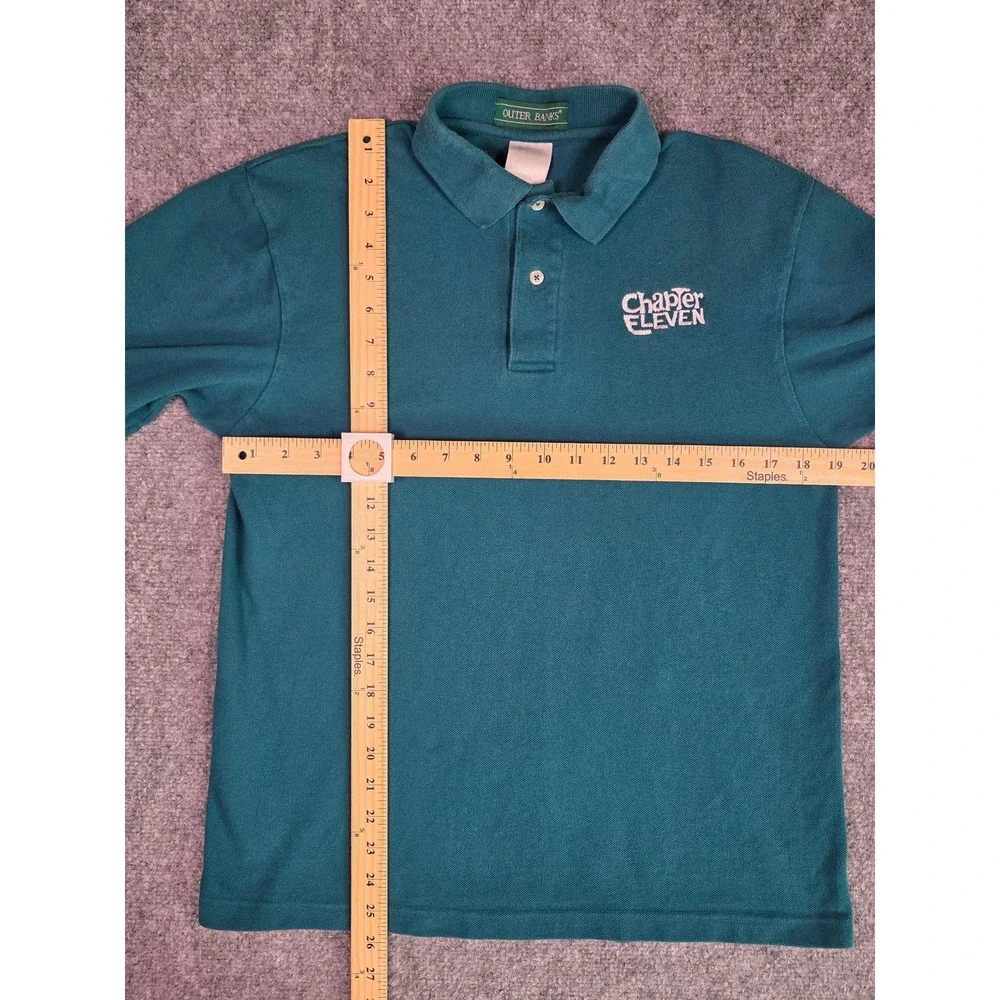 Vintage Outer Banks Polo Shirt Mens Medium Teal Green Chapter‎ Eleven